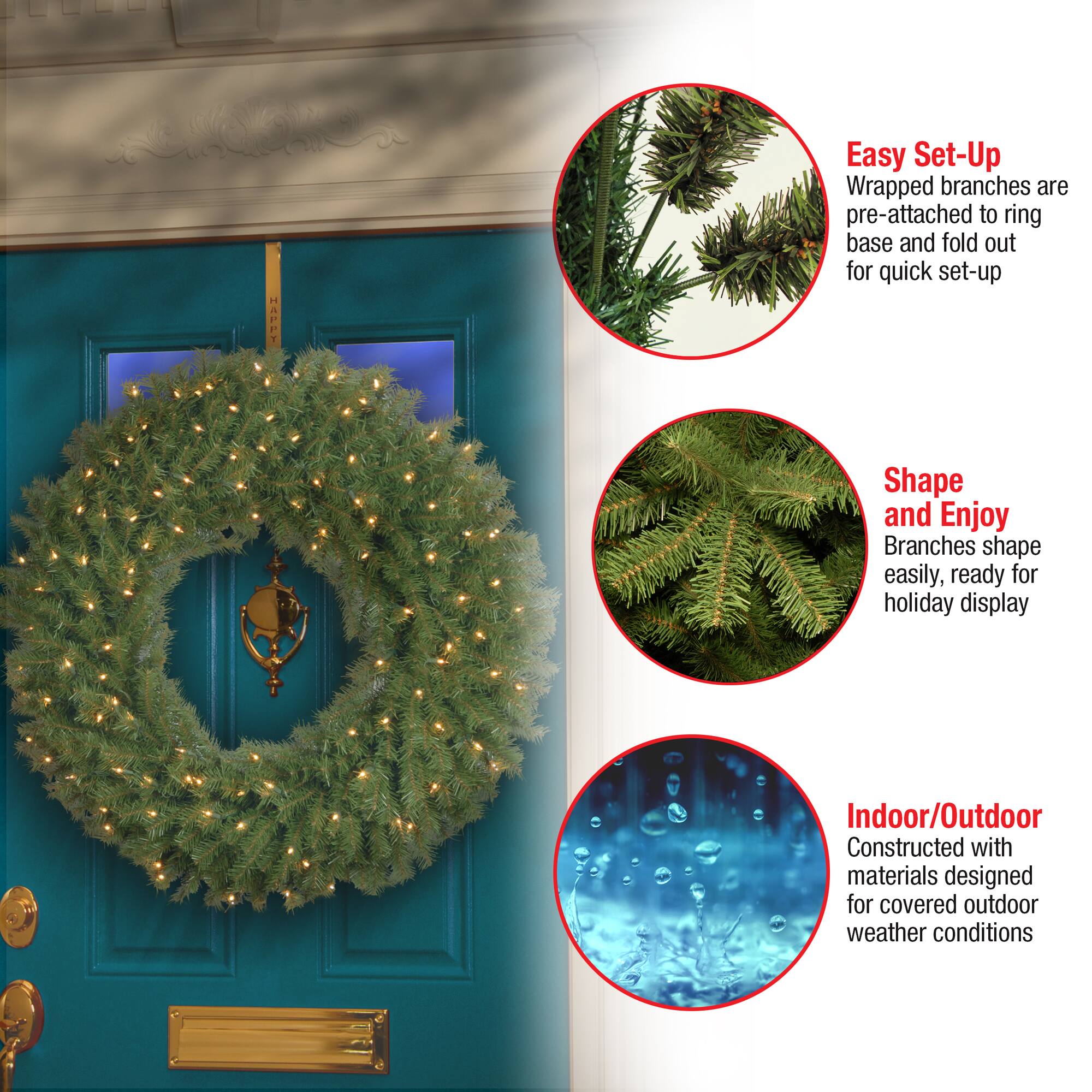 36" Norwood Fir Wreath with 100ct. Clear Lights